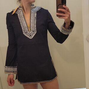 Tory Burch Black and Gold Long Sleeve Dress